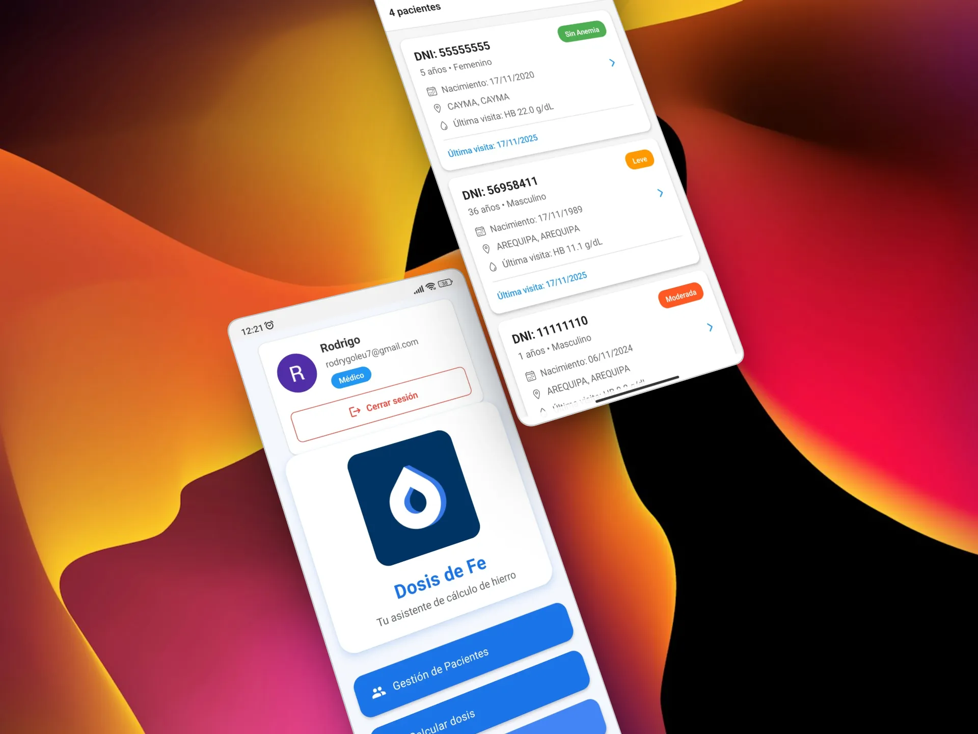 Screenshot of Mobile App for Anemia Monitoring (WIP) project