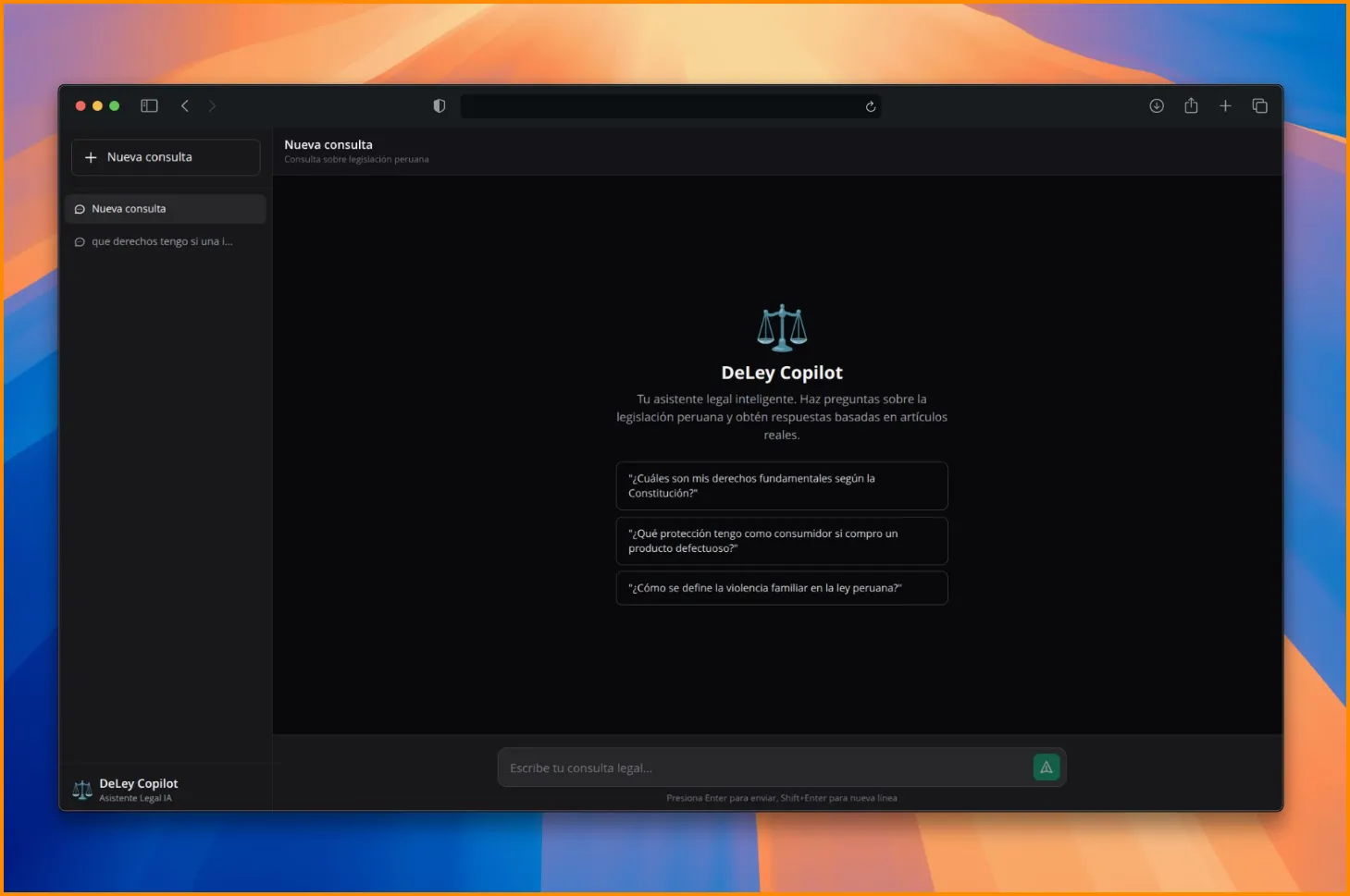 Screenshot of RAG Clooud-First Legal Assistant project